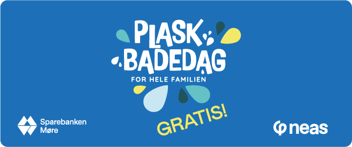 Banner med logo plask badedag NEAS og sparebanken Møre